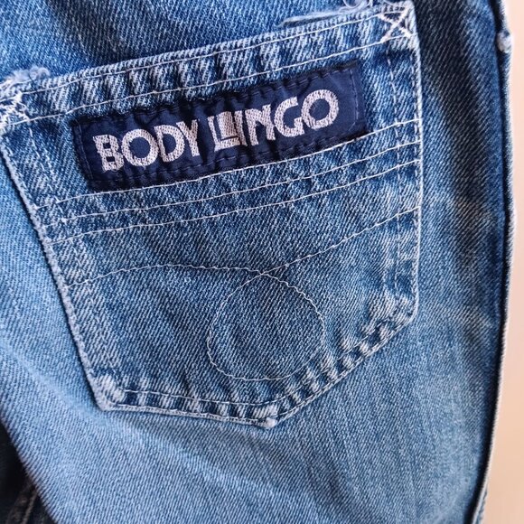 22x26 Girls 10 Vtg Disco Jeans Body Lingo JC Penney Blue Distressed Embroidered - Picture 3 of 9